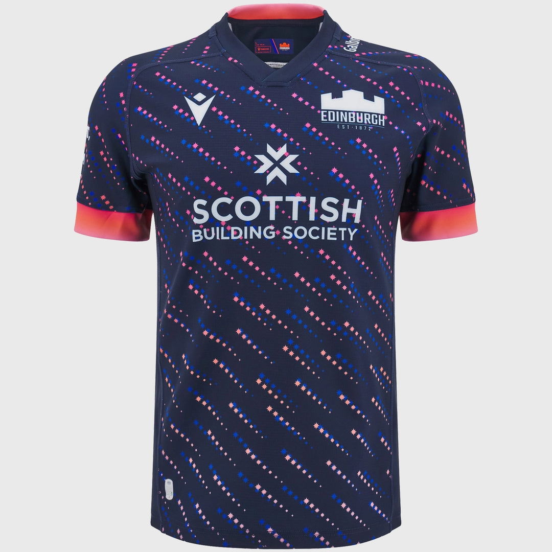 Macron Edinburgh Kid's Training Rugby Shirt Navy/Coral Pink - Rugbystuff.com