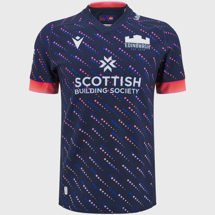 Macron Edinburgh Kid's Training Rugby Shirt Navy/Coral Pink - Rugbystuff.com