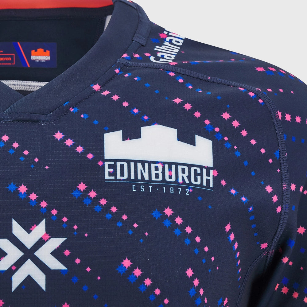 Macron Edinburgh Kid's Training Rugby Shirt Navy/Coral Pink - Rugbystuff.com