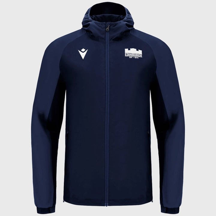 Macron Edinburgh Rugby Waterproof Jacket Navy - Rugbystuff.com