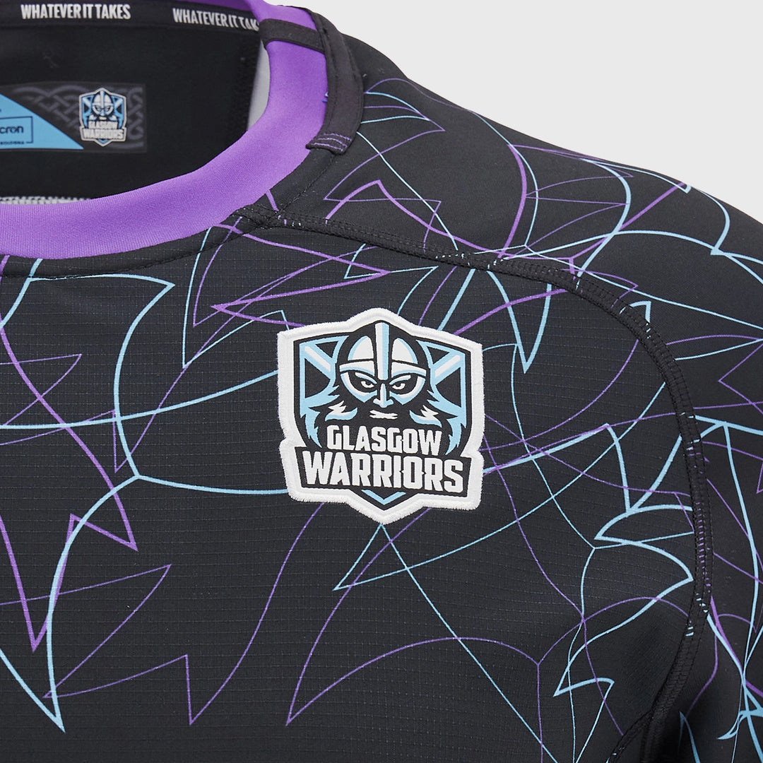 Macron Glasgow Warriors Training Rugby Shirt Black/Purple - Rugbystuff.com