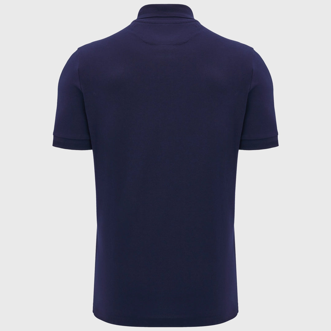 Macron Scotland Rugby Athleisure Cotton Polo Shirt Navy - Rugbystuff.com