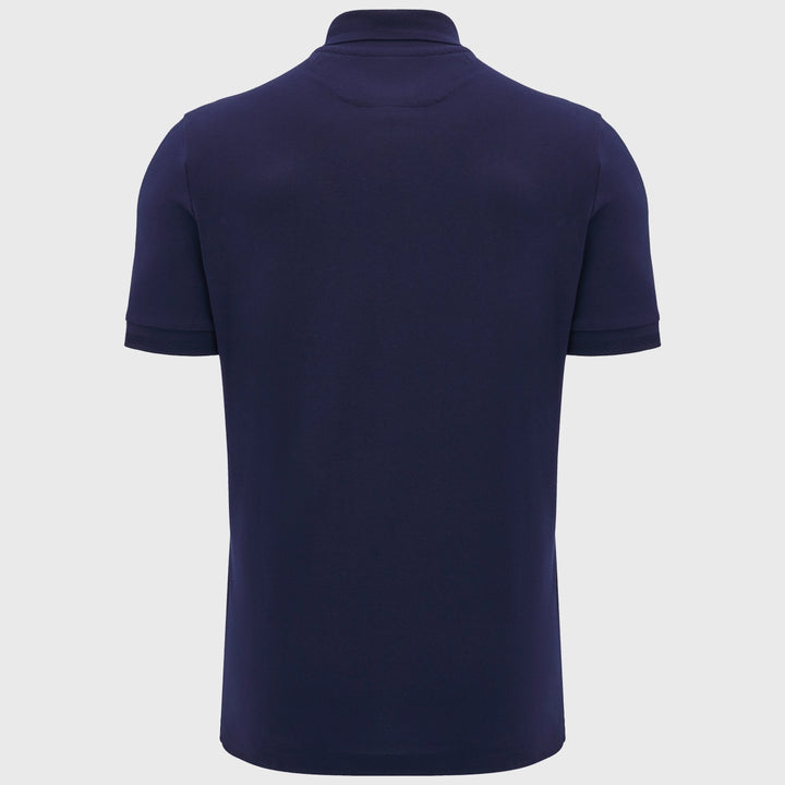 Macron Scotland Rugby Athleisure Cotton Polo Shirt Navy - Rugbystuff.com