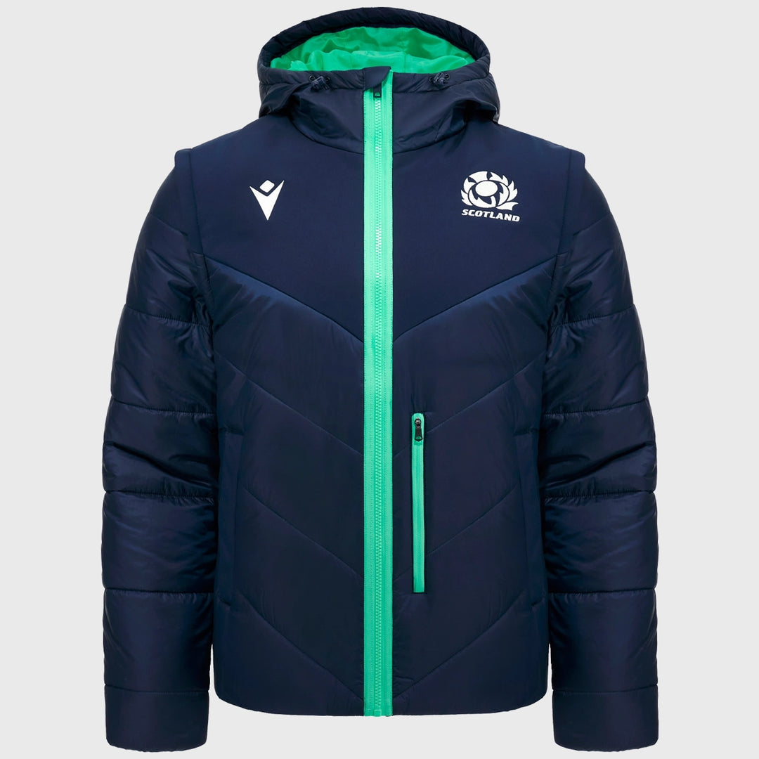 Macron Scotland Rugby 2-in-1 Bomber Jacket Navy - Rugbystuff.com