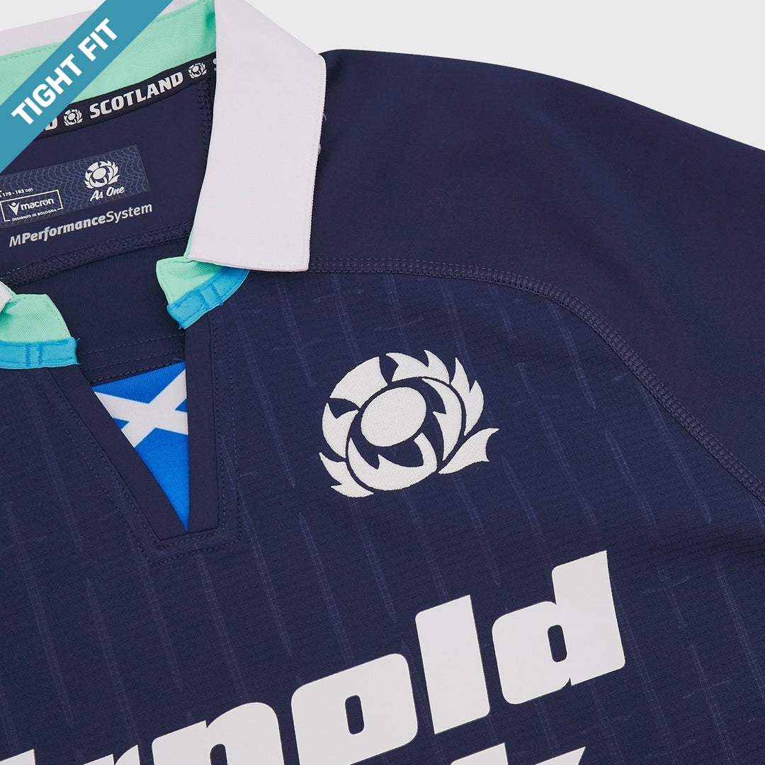 Macron Scotland Men's Home Slim Fit Rugby Shirt 2024/25 - Rugbystuff.com