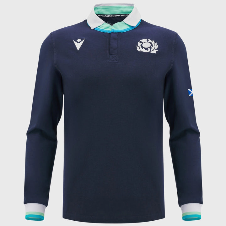 Macron Scotland Men's Home Cotton Long Sleeve Rugby Shirt 2024/25 - Rugbystuff.com