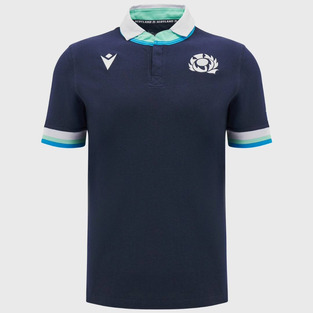 Macron Scotland Men's Home Cotton Short Sleeve Rugby Shirt 2024/25 - Rugbystuff.com