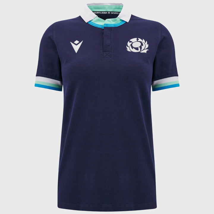 Macron Scotland Women's Home Cotton Short Sleeve Rugby Shirt 2024/25 - Rugbystuff.com