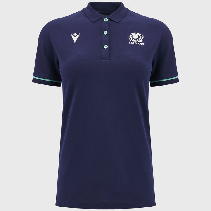 Macron Scotland Rugby Women's Polo Shirt Navy - Rugbystuff.com