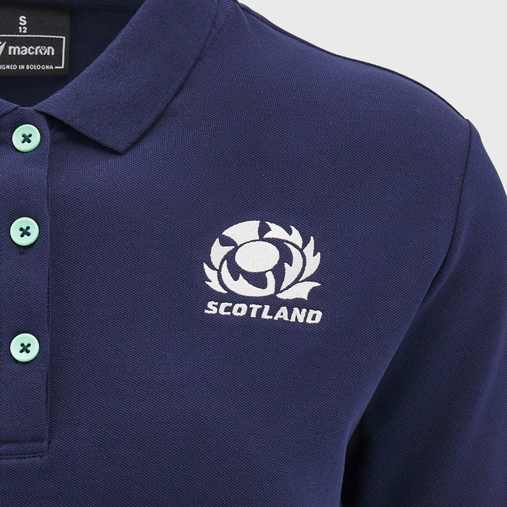 Macron Scotland Rugby Women's Polo Shirt Navy - Rugbystuff.com