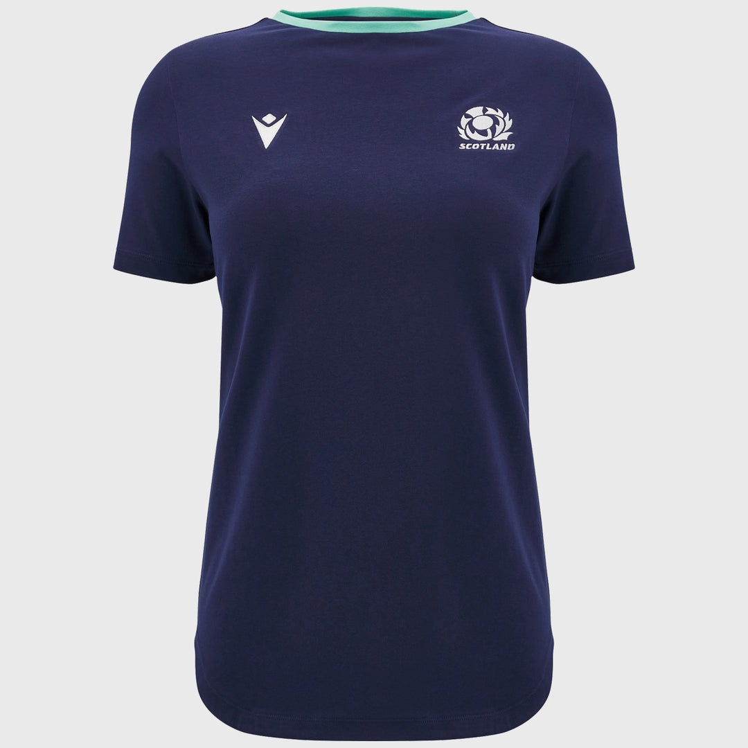 Macron Scotland Rugby Women's Cotton Tee Navy - Rugbystuff.com