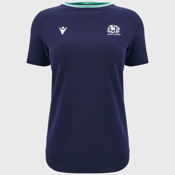 Macron Scotland Rugby Women's Cotton Tee Navy - Rugbystuff.com