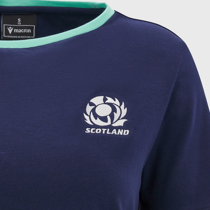 Macron Scotland Rugby Women's Cotton Tee Navy - Rugbystuff.com