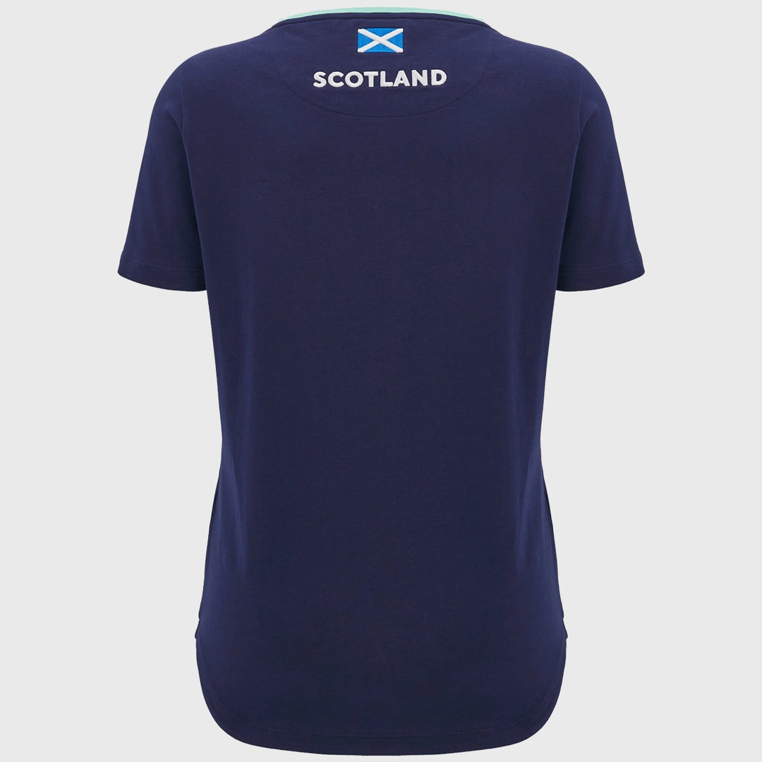 Macron Scotland Rugby Women's Cotton Tee Navy - Rugbystuff.com