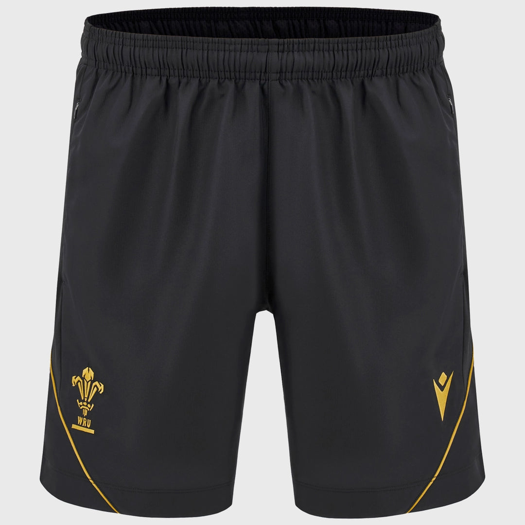 Macron Wales Rugby Training Bermuda Shorts Black - Rugbystuff.com