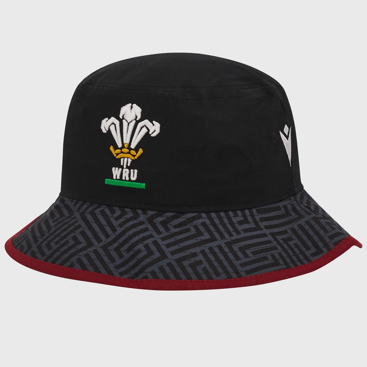 Macron Wales Rugby Bucket Hat Black/Red