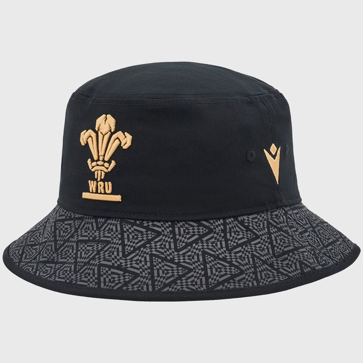 Macron Wales Rugby Bucket Hat Black - Rugbystuff.com