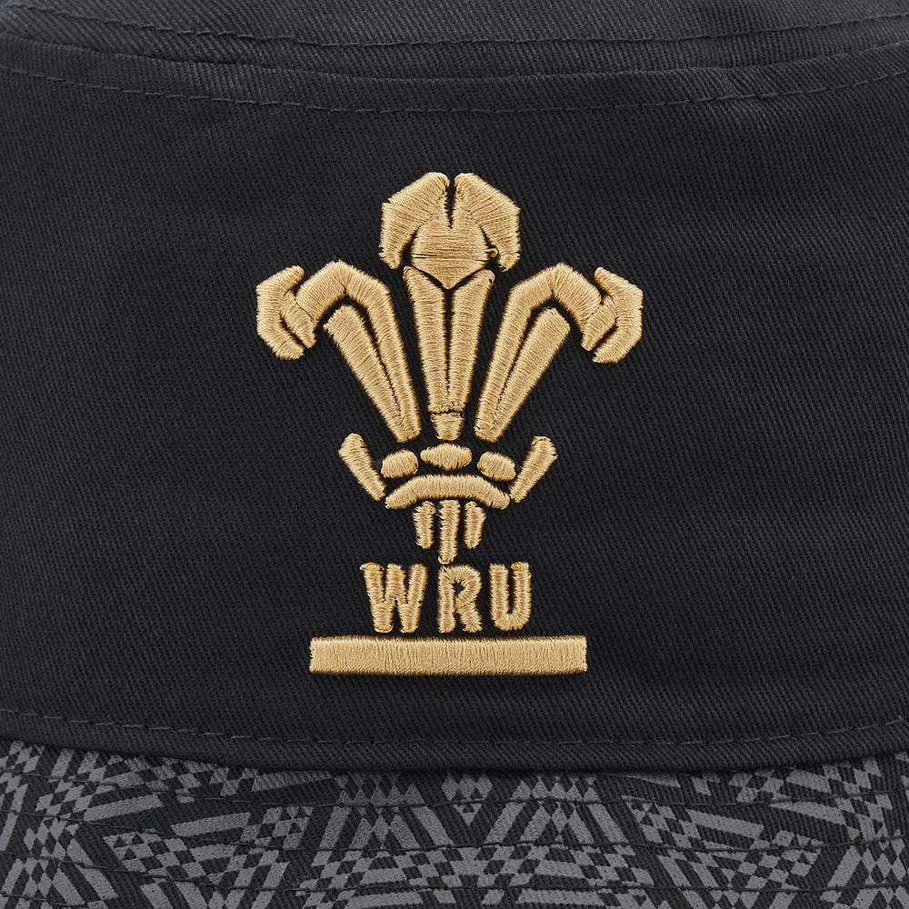 Macron Wales Rugby Bucket Hat Black - Rugbystuff.com