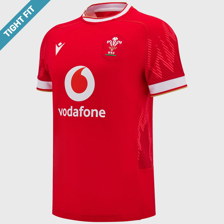 Macron Wales Men's Home Slim Fit Rugby Shirt 2024/25 - Rugbystuff.com