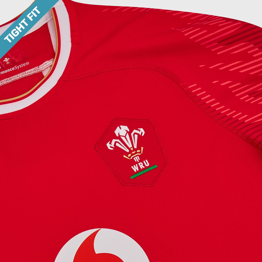 Macron Wales Men's Home Slim Fit Rugby Shirt 2024/25 - Rugbystuff.com