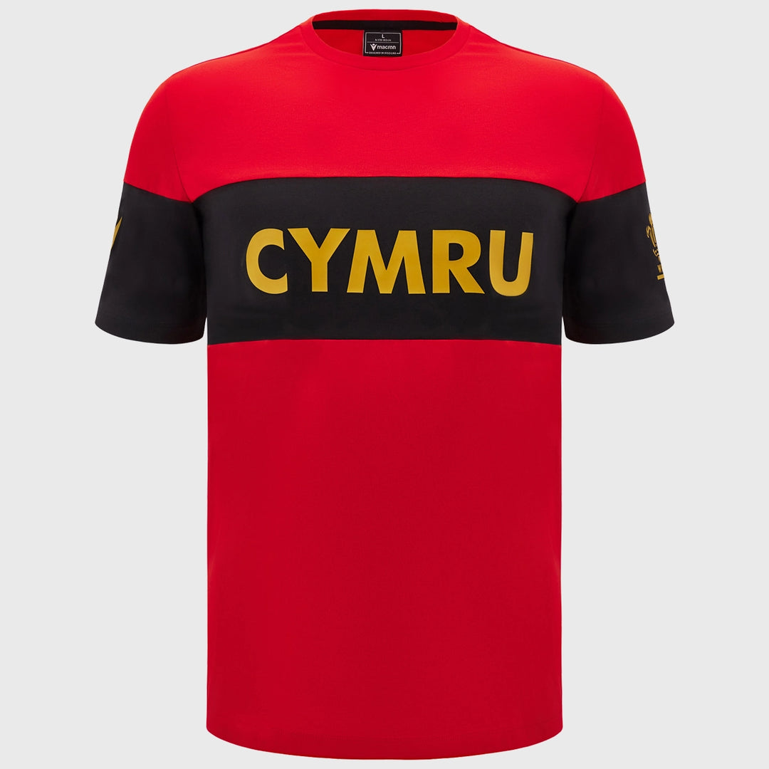 Macron Wales Rugby Leisure Cotton Tee Red - Rugbystuff.com