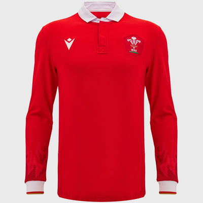 Macron Wales Men's Home Cotton Long Sleeve Rugby Shirt 2024/25