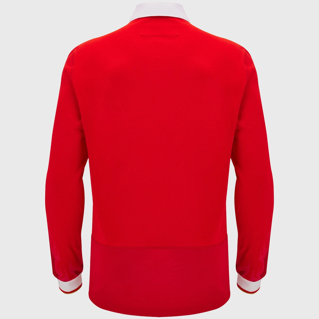 Macron Wales Men's Home Cotton Long Sleeve Rugby Shirt 2024/25 - Rugbystuff.com