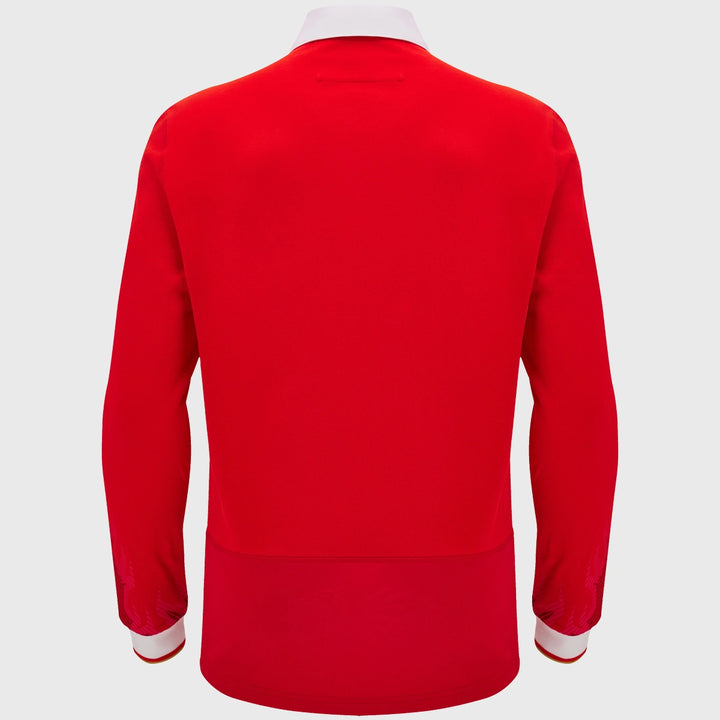 Macron Wales Men's Home Cotton Long Sleeve Rugby Shirt 2024/25 - Rugbystuff.com