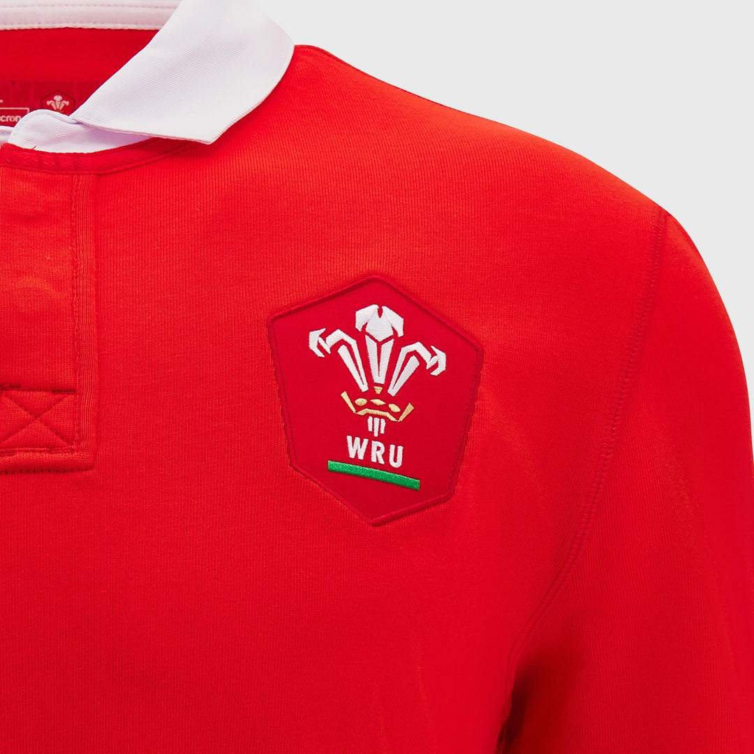 Macron Wales Men s Home Cotton Long Sleeve Rugby Shirt 2024 25