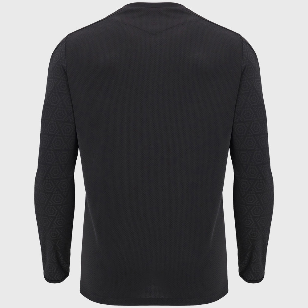 Macron Wales Rugby Long Sleeve Poly Tee Black - Rugbystuff.com