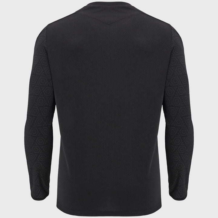 Macron Wales Rugby Long Sleeve Poly Tee Black - Rugbystuff.com