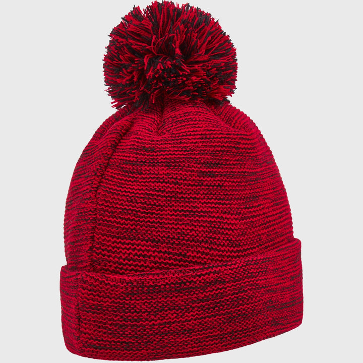 Macron Wales Rugby Melange Bobble Beanie Hat Red/Black - Rugbystuff.com