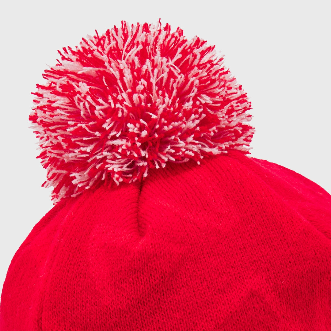 Macron Wales Rugby Bobble Beanie Hat Red - Rugbystuff.com