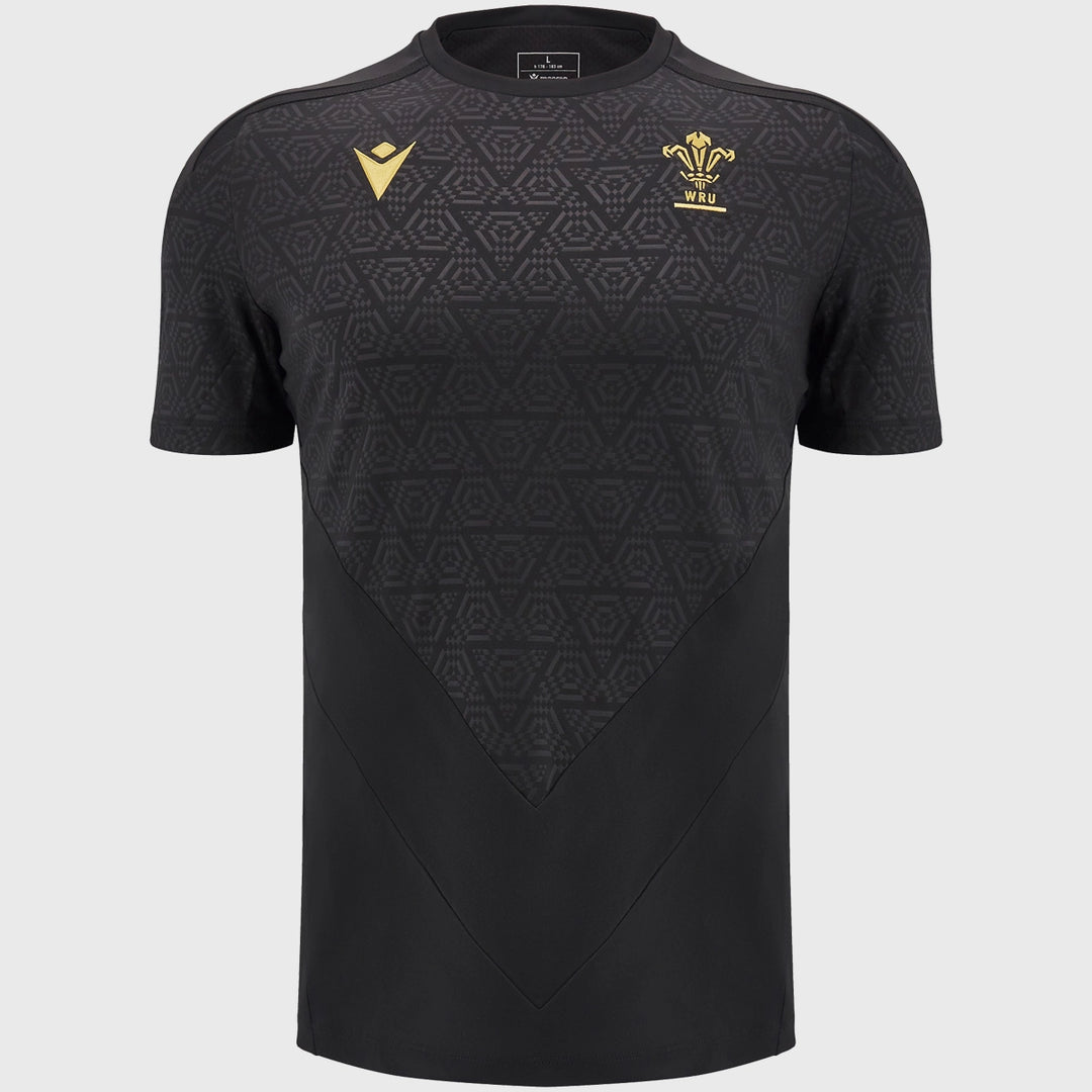 Macron Wales Rugby Poly Tee Black - Rugbystuff.com