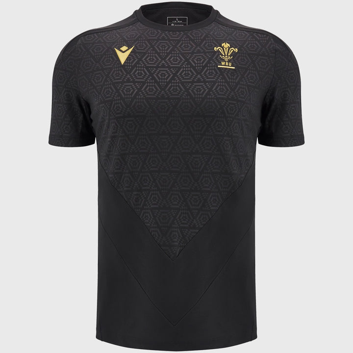 Macron Wales Rugby Poly Tee Black - Rugbystuff.com