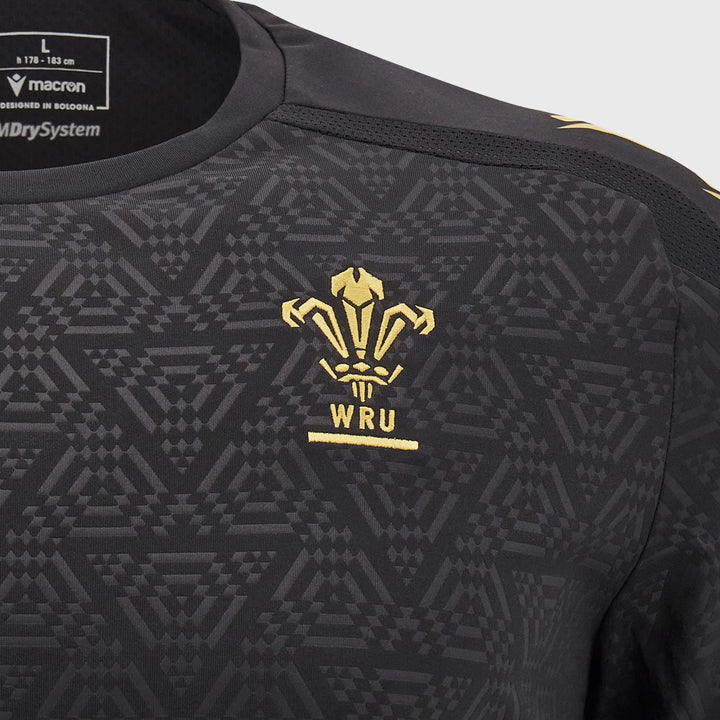 Macron Wales Rugby Poly Tee Black - Rugbystuff.com