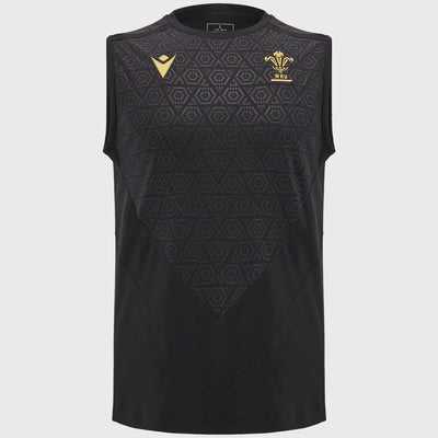 Macron Wales Rugby Sleeveless Poly Tee Black