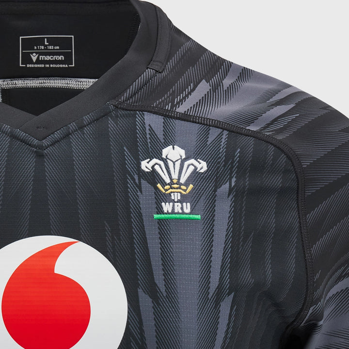 Macron Wales Rugby Training Shirt Black - Rugbystuff.com