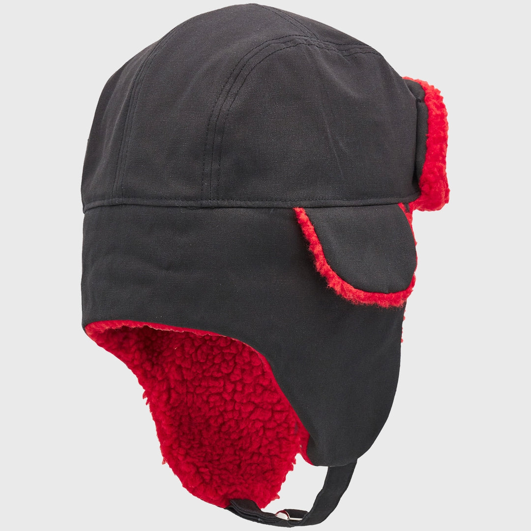 Macron Wales Rugby Trapper Fleece Hat Black - Rugbystuff.com