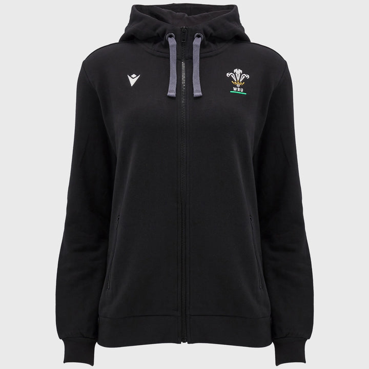 Macron Wales Rugby Women's Full Zip Hoody Black - Rugbystuff.com