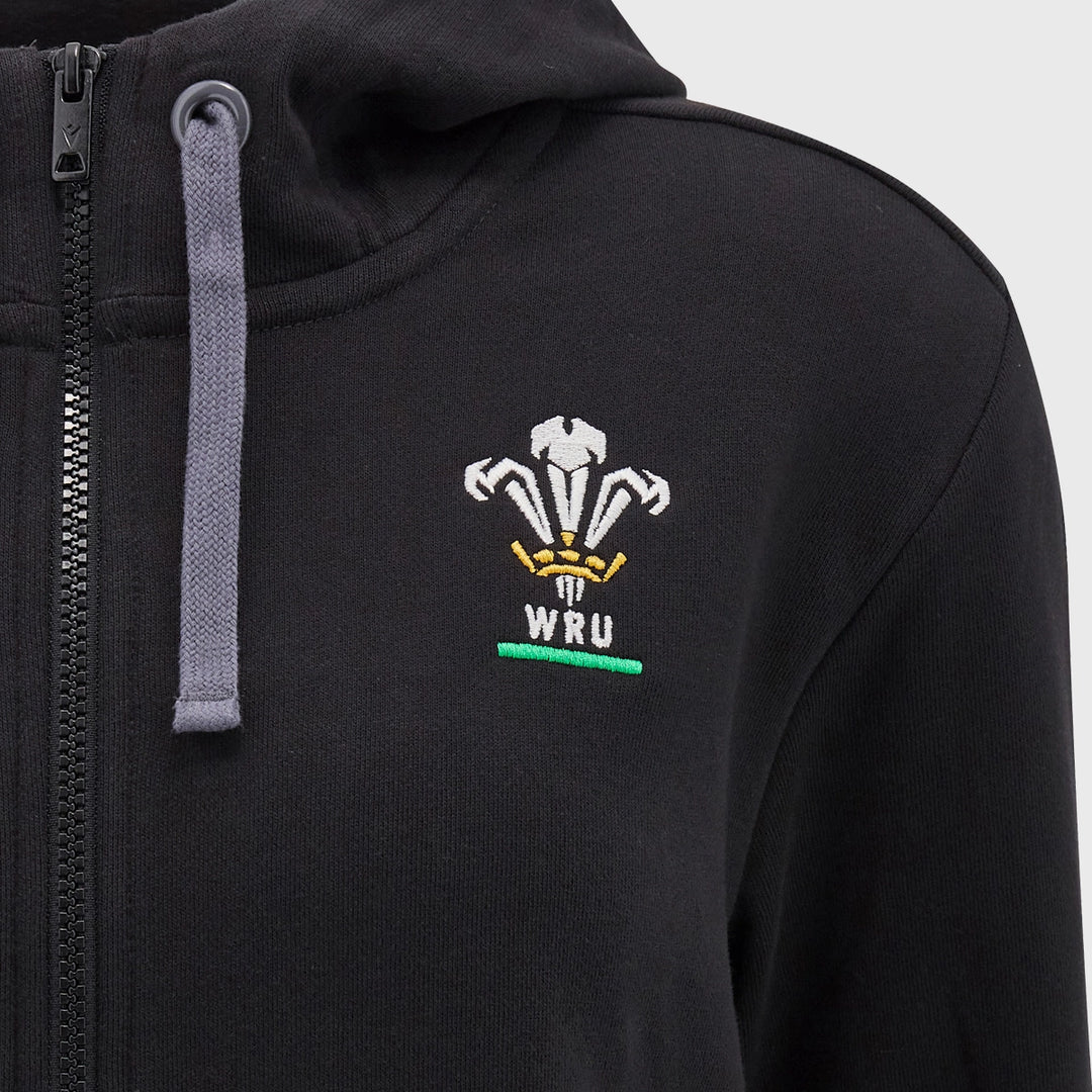 Macron Wales Rugby Women's Full Zip Hoody Black - Rugbystuff.com