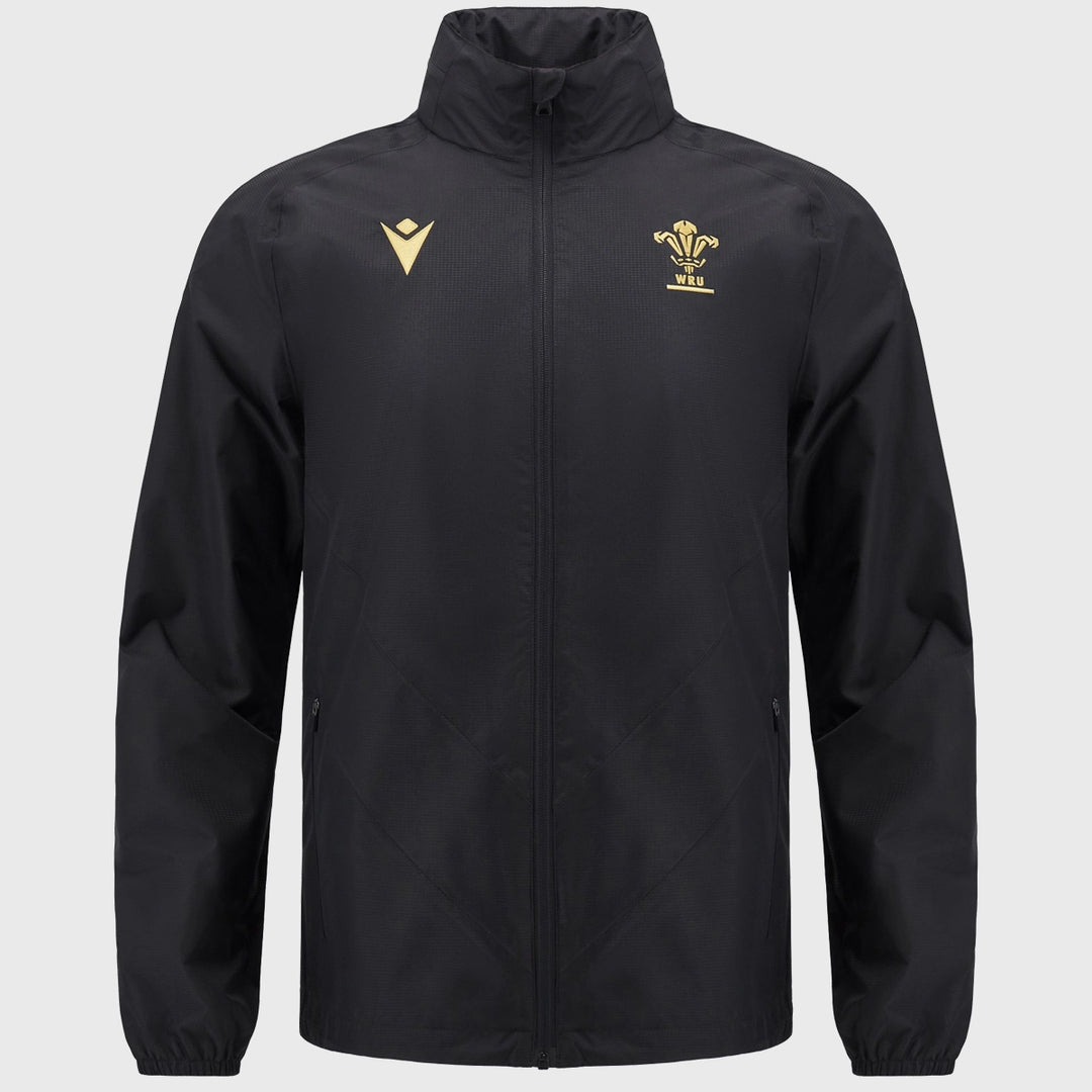 Macron Wales Rugby Waterproof Jacket Black - Rugbystuff.com