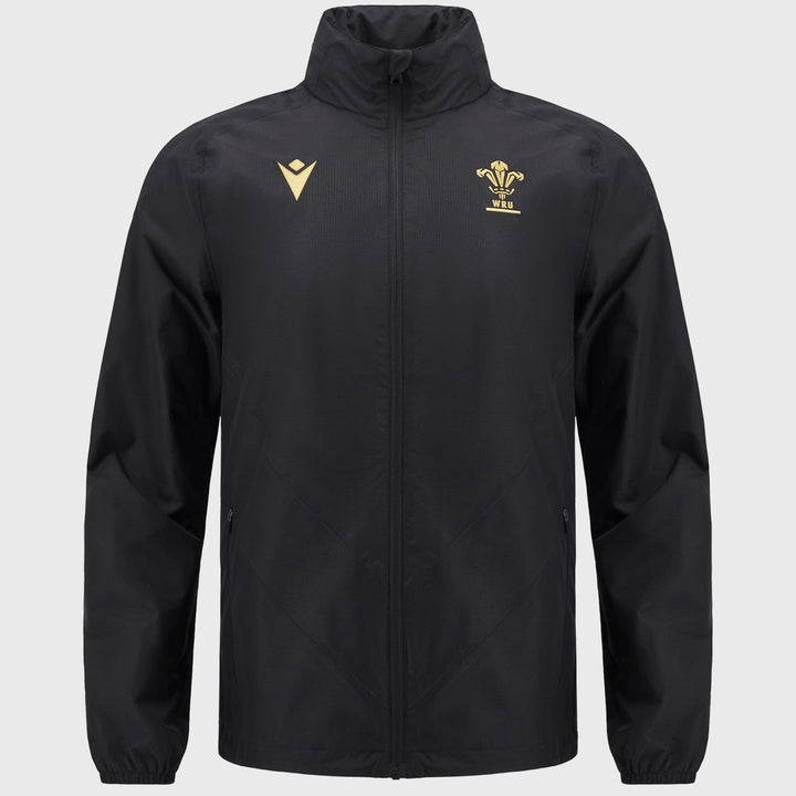 Macron Wales Rugby Waterproof Jacket Black - Rugbystuff.com