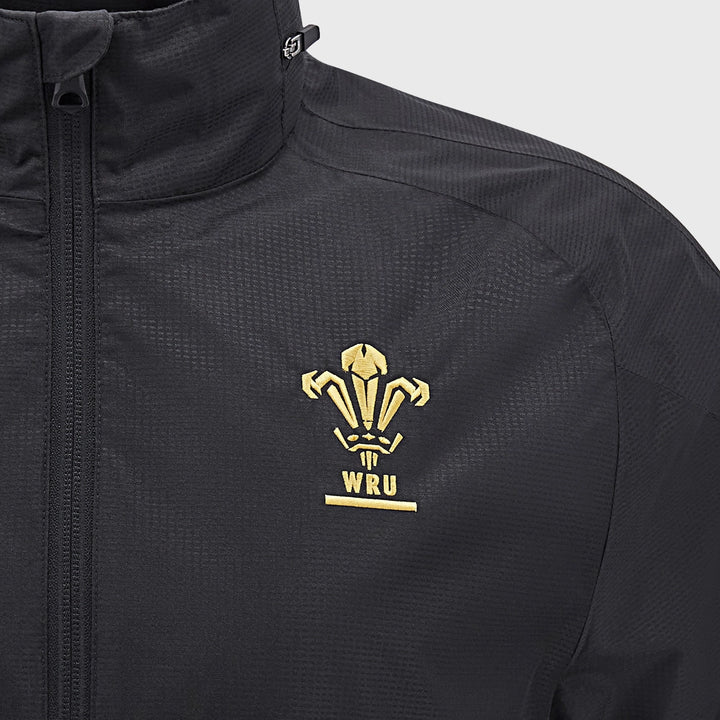 Macron Wales Rugby Waterproof Jacket Black - Rugbystuff.com