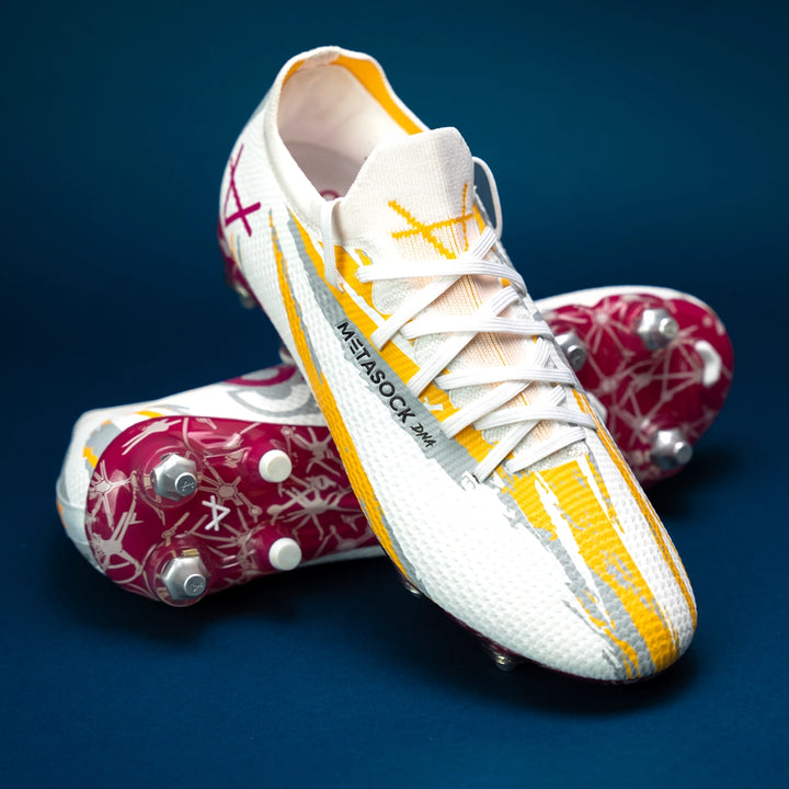 OXEN METASOCK AG Rugby Boots White/Plum/Orange - Rugbystuff.com