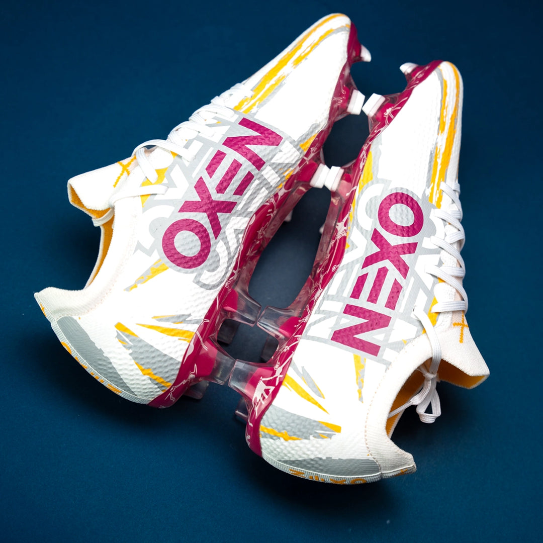 OXEN METASOCK AG Rugby Boots White/Plum/Orange - Rugbystuff.com