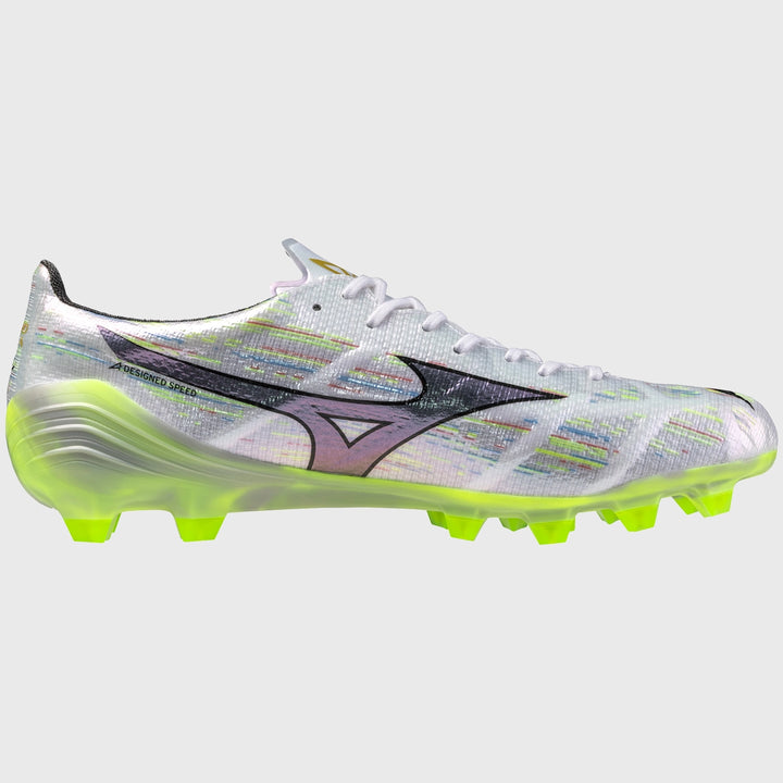 Mizuno α Alpha Elite MD Rugby Boots White/Silver - Rugbystuff.com