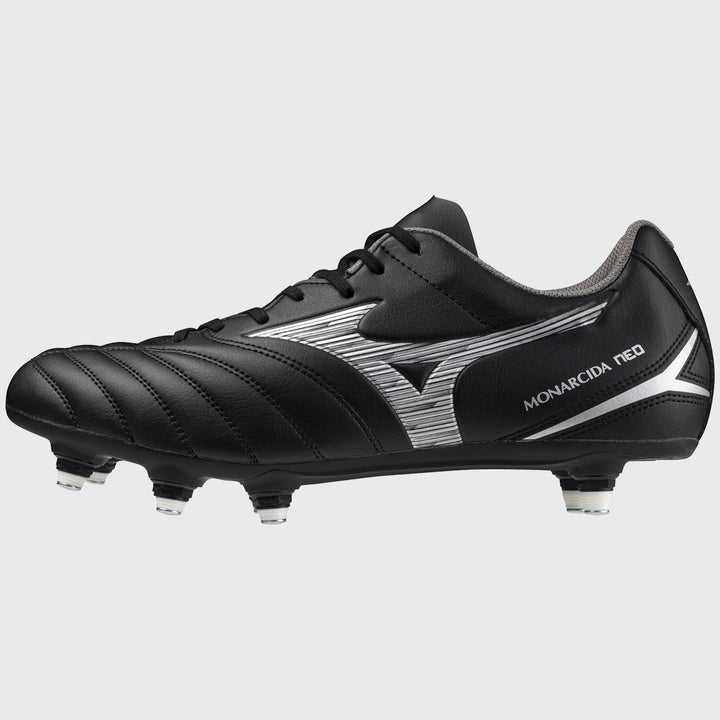 Mizuno Monarcida Neo III Select SI Rugby Boots Black/Silver - Rugbystuff.com