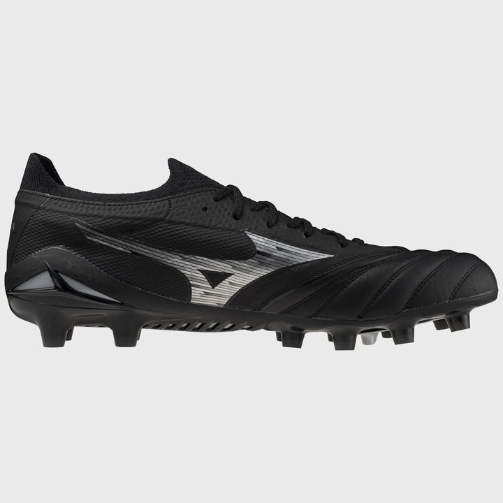 Mizuno Morelia Neo IV Beta Elite MD Rugby Boots Black/Silver - Rugbystuff.com