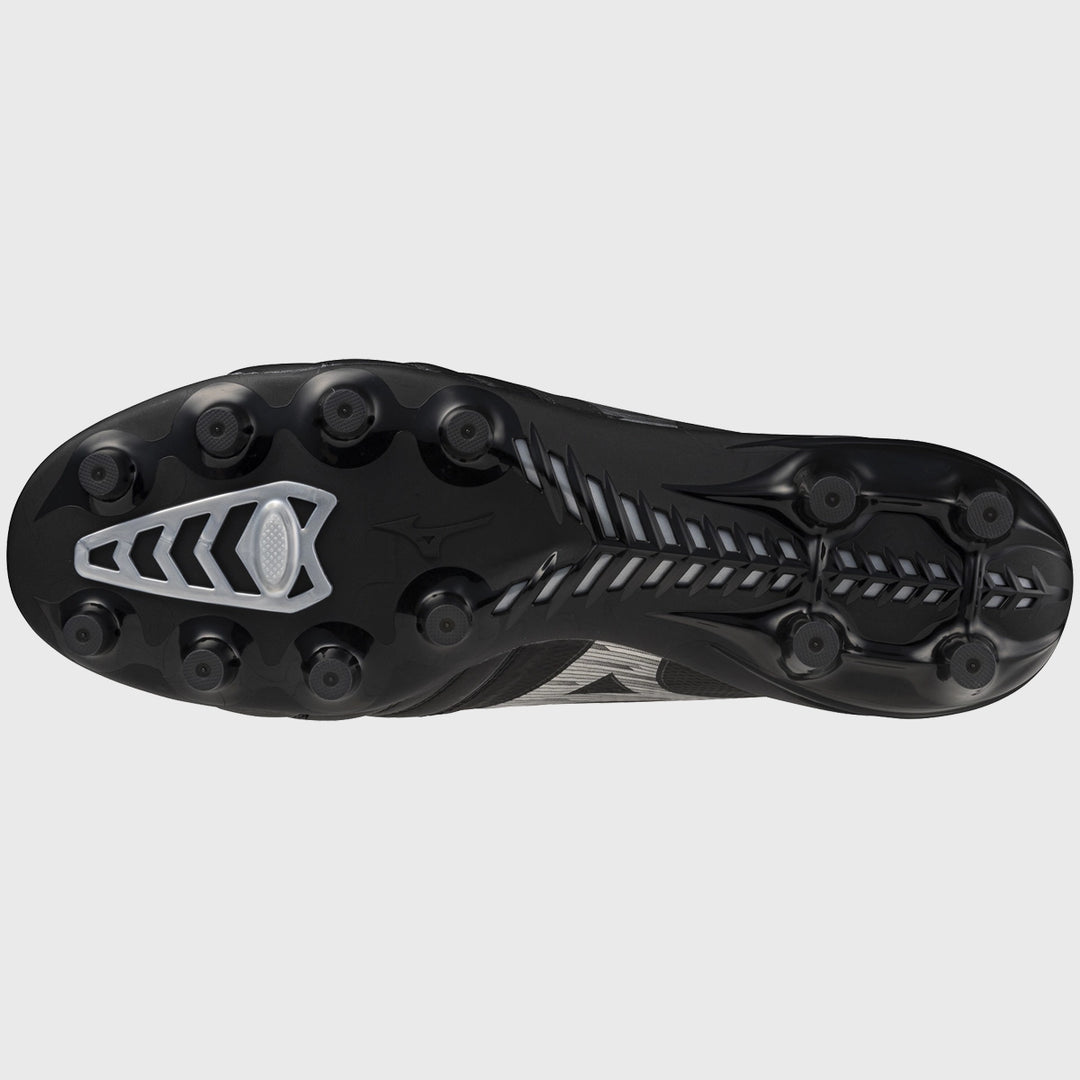 Mizuno Morelia Neo IV Beta Elite MD Rugby Boots Black/Silver - Rugbystuff.com